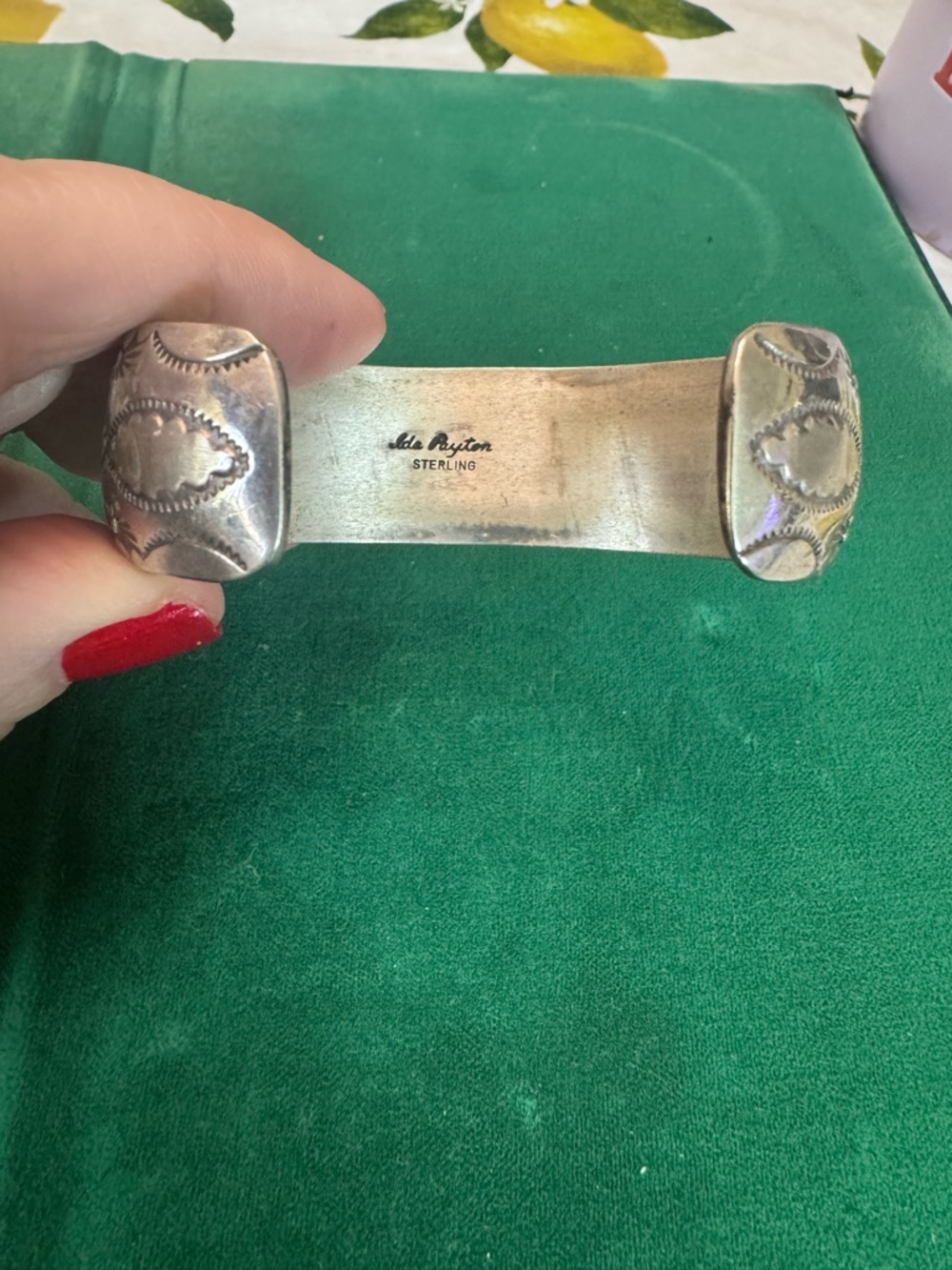 Rare Ida Peyton Navajo Sterling Silver Etched Cuff Bracelet - Picture 2 of 10
